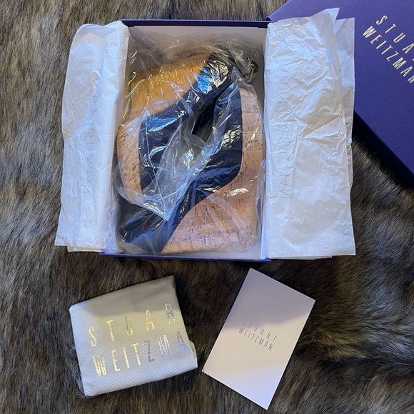 NIB Stuart Weitzman Corkswoon Blue Suede Platform Wedges Size 7 - Picture 12 of 14